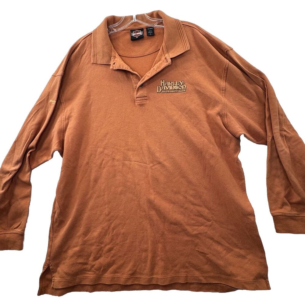 Harley Davidson Motorcycles Mens Size XL Long Sleeve Polo Shirt‎ 2008 Michigan